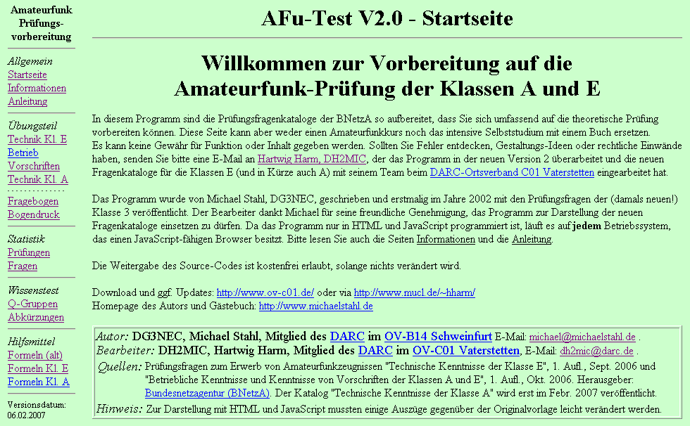 Startseite von Afu-Test V2.0